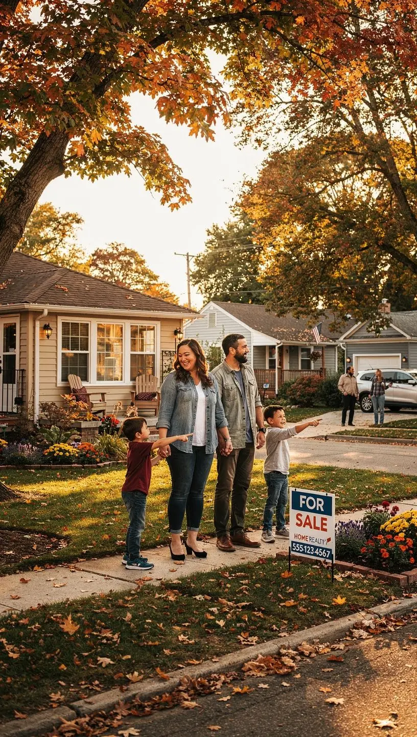 Rodzina spędzająca czas w ogrodzie nowego domu, ciesząca się wspólnymi chwilami.